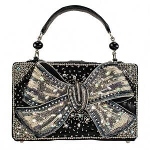 NEW MARY FRANCES bow-dacious handbag in black/silver